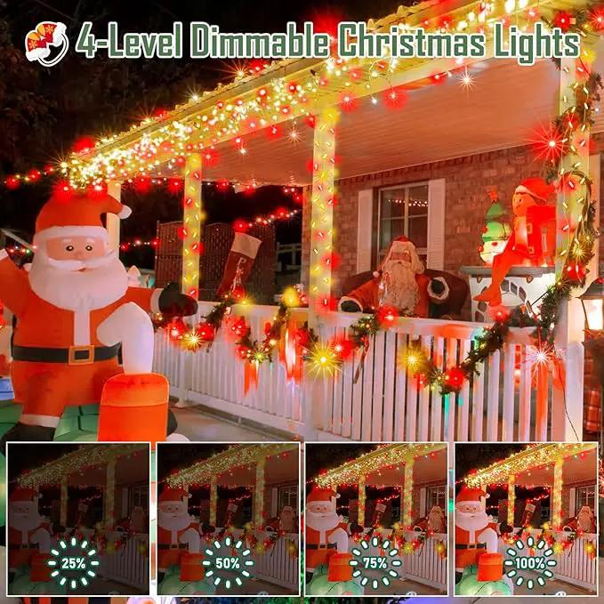Heceltt 1140 LED 449 FT String Lights Outdoor, 8 Modes Christmas Lights Plug in, IP44 Waterproof Led String Lights with Timer and Memory for Xmas Yard Party Decorations (Red and Warm White) by GreenHaven Gardens
