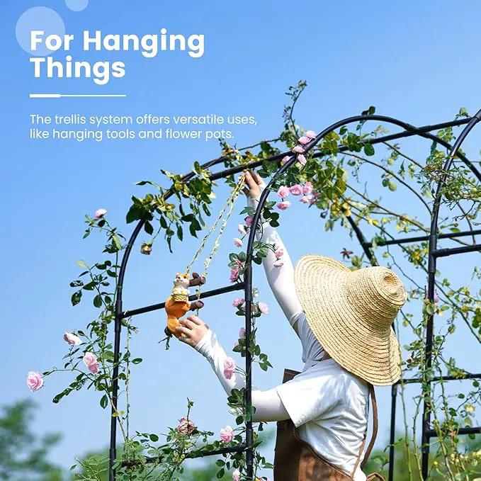 KING BIRD Raised Garden Bed with Arched Trellis Galvanized Planter Garden Box Outdoor for Gardening, Climbing Vegetables, Flowers 7.87x3.94x0.98 Ft 2PCS, Dark Grey by GreenHaven Gardens