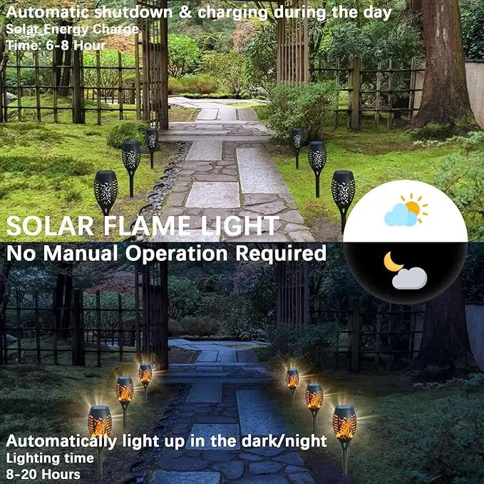 12Pack Solar Torch Lights with Flickering Flame Upgraded, Security&Waterproof Solar Lights Outdoor Landscape Decoration, Mini Solar Tiki Torches for Yard,Garden,Patio, Pathway Decor-Auto On/Off by GreenHaven Gardens