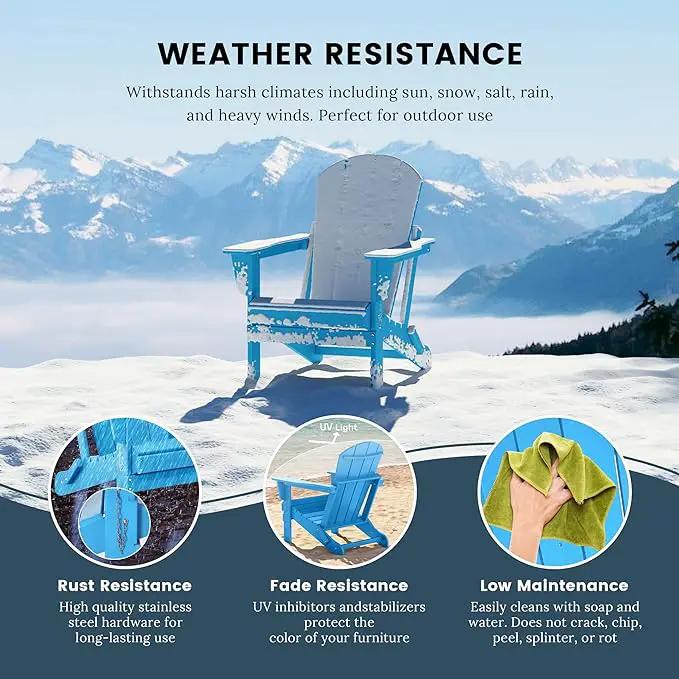 Westin Outdoors Laguna WO Home Outdoor Adirondack Folding Chair Lounger Seat Traditional Retro Home Furniture for Beach, Balcony, Backyard, Lawn, Patio, Pool, Deck, Garden (Pacific Blue) by GreenHaven Gardens