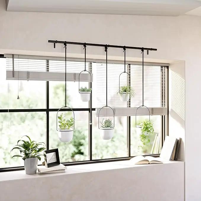 Umbra Triflora Hanging Planter for Window, Indoor Herb Garden, Set of 5, White/Black by GreenHaven Gardens