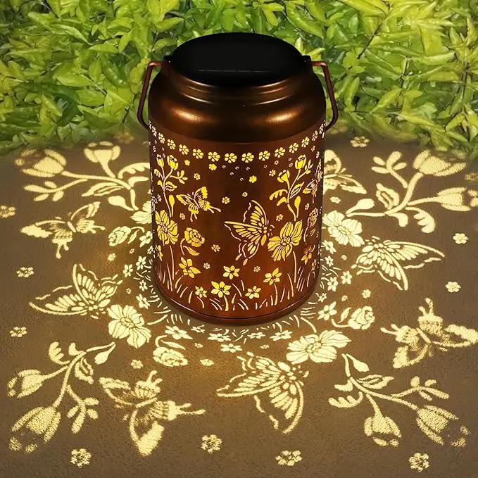 Solar Lantern Outdoor Hanging Lights Christmas Birthday Gifts for Women Mom and Grandma Butterfly Flower Metal Garden Decor Outside Waterproof LED Solar Lanterns for Patio, Yard, Pathway,Landscape by GreenHaven Gardens