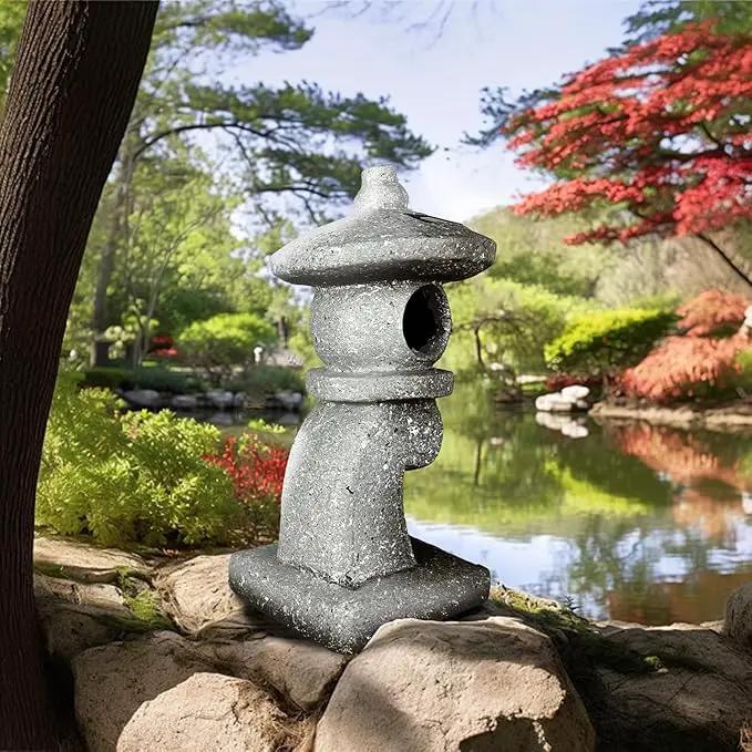 14’’ High Asian Solar-Powered Zen Pagoda Garden Statue LED Light Solar Lamp for Outdoor Japanese Decoration Aesthetic Garden Figurines by GreenHaven Gardens