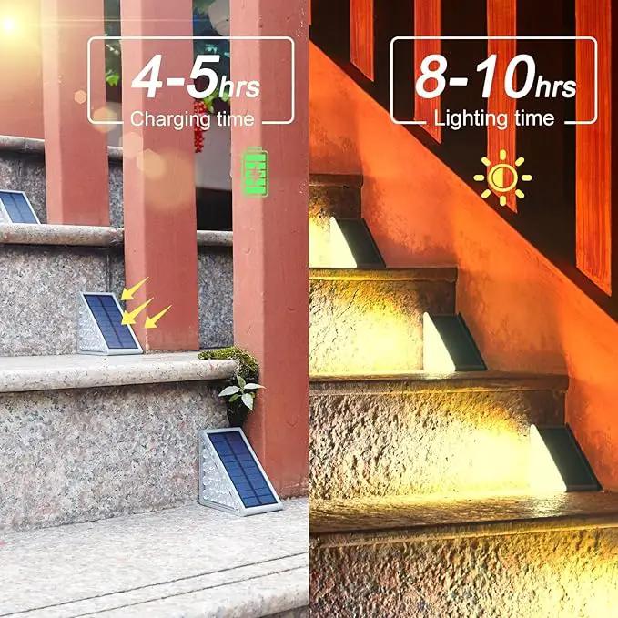 Solar Step Lights 6-pack with Solar Outdoor Stair,Porch,Patio,Yard,Deck & Pathway Adjustable Brightness (Warm White) by GreenHaven Gardens