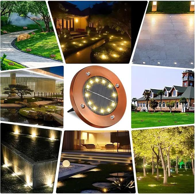 Solar Ground Lights Outdoor Waterproof Flat Garden Solar Disk Lights Floor 12 LED 8 Pack for Garden Patio Pathway Landscape Driveway Yard Path Decor by GreenHaven Gardens