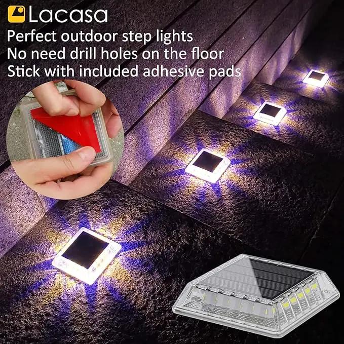 Lacasa Outdoor Solar Light, 4 Pack 30LM IP68 Waterproof Solar Garden Light Auto On/Off Solar Lighting for Pathways Paths, Mixed Colours (Warm White + Blue Light) by GreenHaven Gardens