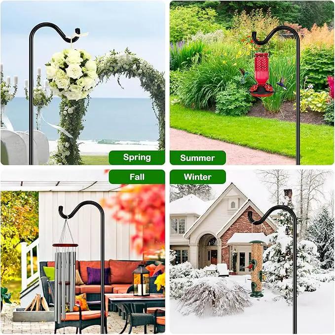 FEED GARDEN 92 Inch Adjustable Outdoor Shepherds Hook Bird Feeder Pole with 7 Prongs Base, Premium Steel Heavy Duty Tall Shepards Hooks for Hanging Bird Feeders, Plant Basket, Lanterns, 1 Pack by GreenHaven Gardens