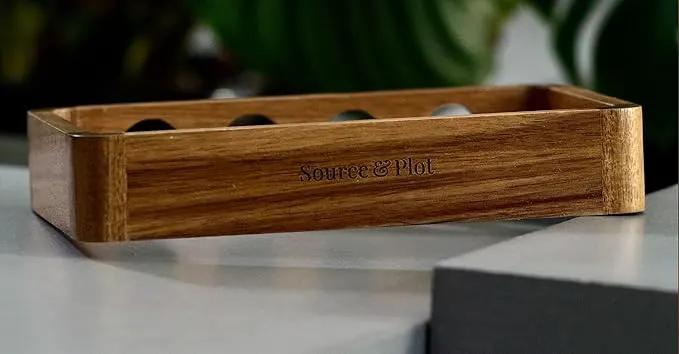 Source & Plot - Plant Propagation Station - Acacia Wood Stand 4 Glass Test Tube Hydroponic Tabletop Rooting Terrarium Planter Rack Home and Office Decor - Last Batch by GreenHaven Gardens