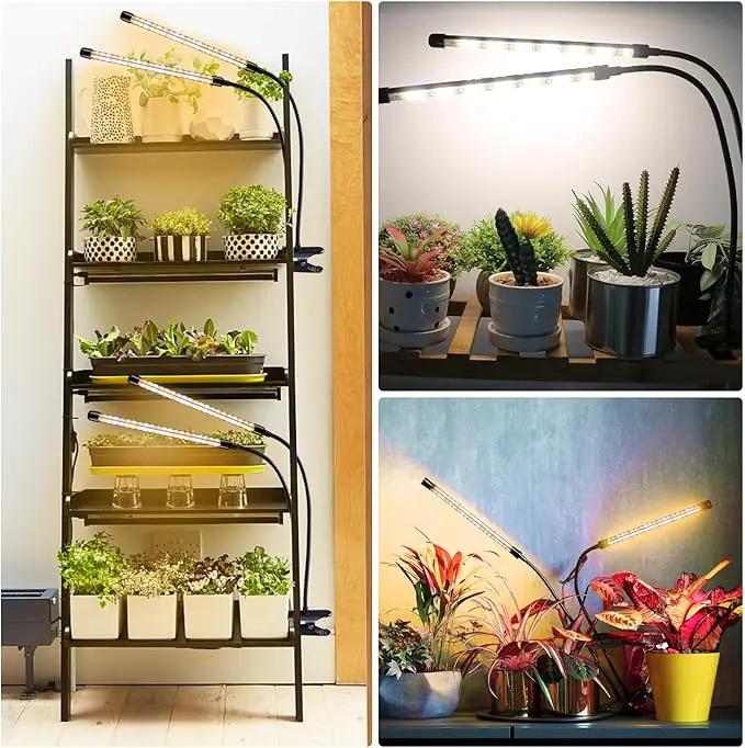 Grow Lights for Indoor Plants, 4 Heads Full Spectrum LED Plant Lamps with Clips and 10 Feet Cables for Seeding Growing(2 Pack) by GreenHaven Gardens