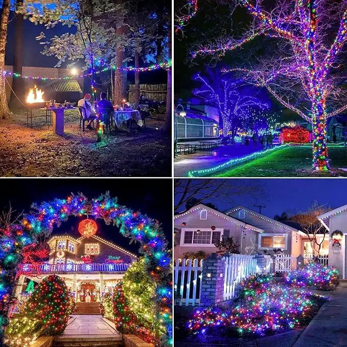 QITONG 4 Pack Multicolor Solar Fairy Lights Outdoor Waterproof, Each 33ft 100 LED Solar Christmas Lights, 8 Modes Silver Wire Solar Twinkle Lights by GreenHaven Gardens