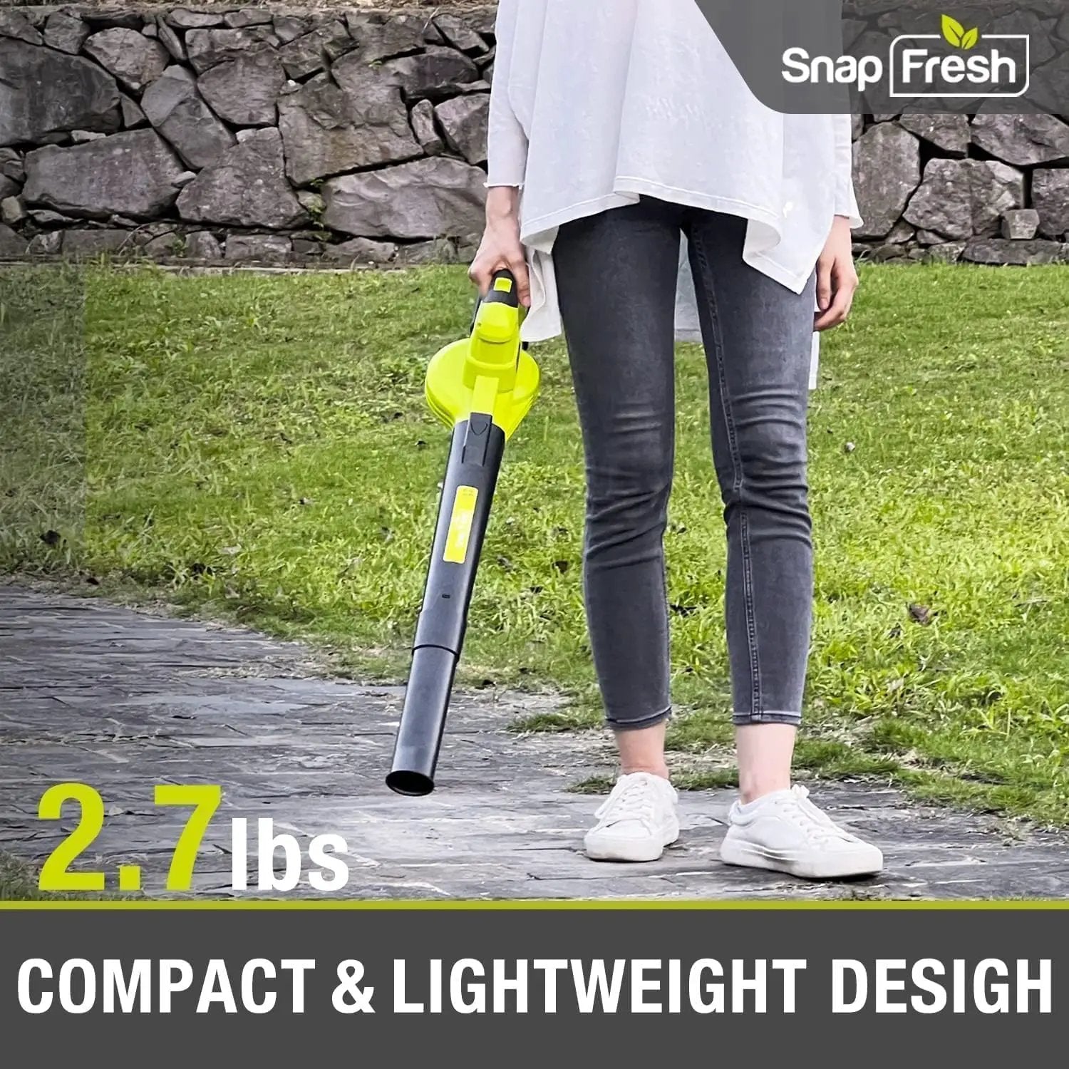 SnapFresh Cordless Leaf Blower - 20V Electric Leaf Blower with 2.0 Ah Battery and Charger - Lightweight 2-Speed Leaf Blower for Lawn Care and Yard/Garden/Patio Cleaning by GreenHaven Gardens
