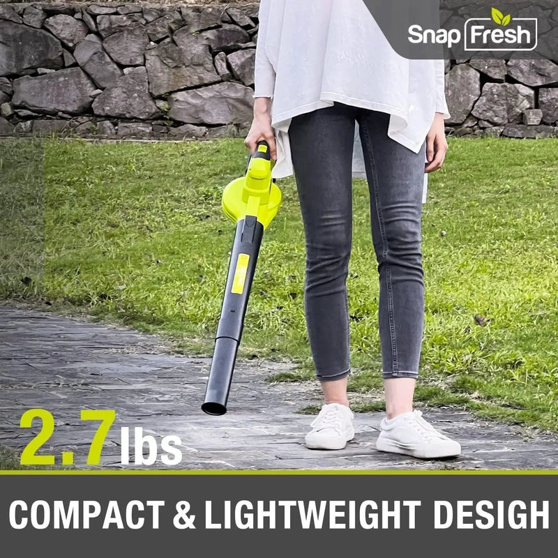 SnapFresh Cordless Leaf Blower - 20V Electric Leaf Blower with 2.0 Ah Battery and Charger - Lightweight 2-Speed Leaf Blower for Lawn Care and Yard/Garden/Patio Cleaning by GreenHaven Gardens