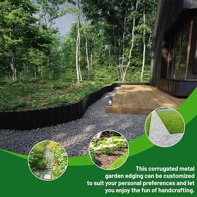 SnugNiture Corrugated Metal Garden Edging,6" x 20' Sturdy Lawn Edging Border,Landscape Edging Border for Lawn, Flower Bed,Garden and Yard(Black) by GreenHaven Gardens