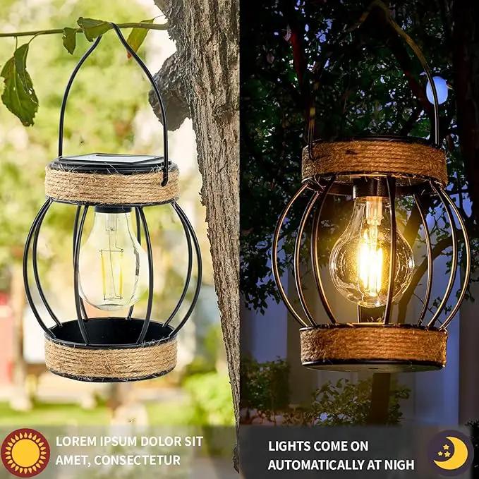 Solar Outdoor Lanterns,Hanging Solar Lights Outdoor Waterproof Metal Solar Table Lights Solar Powered Lanterns Decorative Tree Lanterns Outdoor Lamp for Patio Garden Yard Pathway, 2 Pack by GreenHaven Gardens
