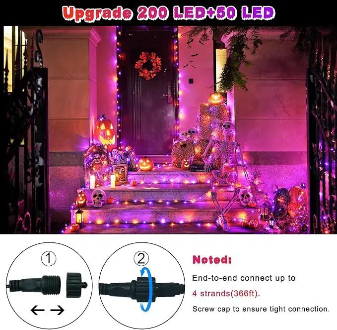 JMEXSUSS 250LED Orange and Purple String Lights Outdoor Waterproof, 8 Lighting Modes Orange and Purple Christmas Lights 91.5ft Connectable Halloween Light Indoor for Tree Yard Patio House Decor by GreenHaven Gardens