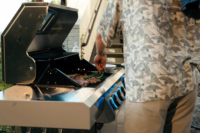 Monument Grills Larger 4-Burner Propane Gas Grills BBQ Stainless Steel Heavy-Duty Cabinet Style with BBQ Cover by GreenHaven Gardens