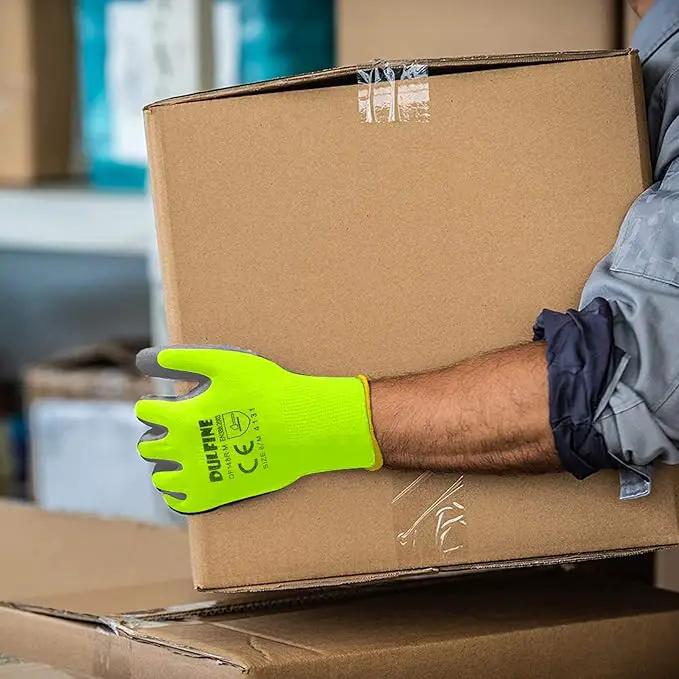 DULFINE Safety Work Gloves for Men PU Coated 12 Pairs Bulk Pack,Hi-Vis Yellow Seamless Knit Glove with thin Polyurethane Coated Smooth Grip on Palm & Fingers,Ideal for General Duty Work (XX-Large) by GreenHaven Gardens