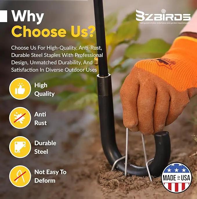 USA Made 100 Pack Landscape Staples 6 inch 11 Gauge Garden Stakes Galvanized Landscape Fabric Pins | Metal Stakes for Ground Cover Holding Fence Christmas Decorations Irrigation Tubing by GreenHaven Gardens
