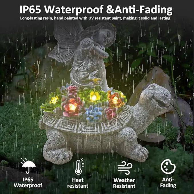 Solar Garden Statue Angel and Turtle,Figurines Outdoor Decor,Outdoor Solar Statue with LED Lights for Yard,Patio,Lawn Art Decoration,Housewarming Gift by GreenHaven Gardens