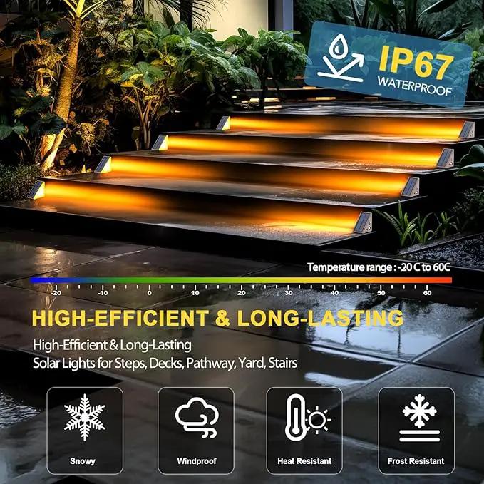 Solar Step Lights for Outside Waterproof IP67, Outdoor Stair Lights 2 Pack, Solar Stair Light Outdoor LED Outdoor Step Lights Decor for Deck, Front Step, Patio, Garden by GreenHaven Gardens