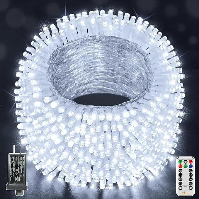 Ollny Christmas Lights Outdoor Waterproof, 1000LED 328FT Super Long String Lights with Remote 3 Timer, Plug in 8 Modes Fairy Light for Outside House Bedroom Xmas Decorations, Cool White by GreenHaven Gardens