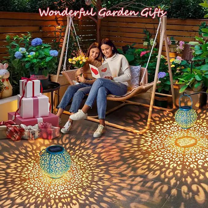 Homeimpro Solar Big Lantern Outdoor Waterproof Garden Gifts Mom, Metal Table Lights for Patio, Yard Art, Mothers Day Bithday Gifts for Women Men(1Pack, Teal Blue) by GreenHaven Gardens