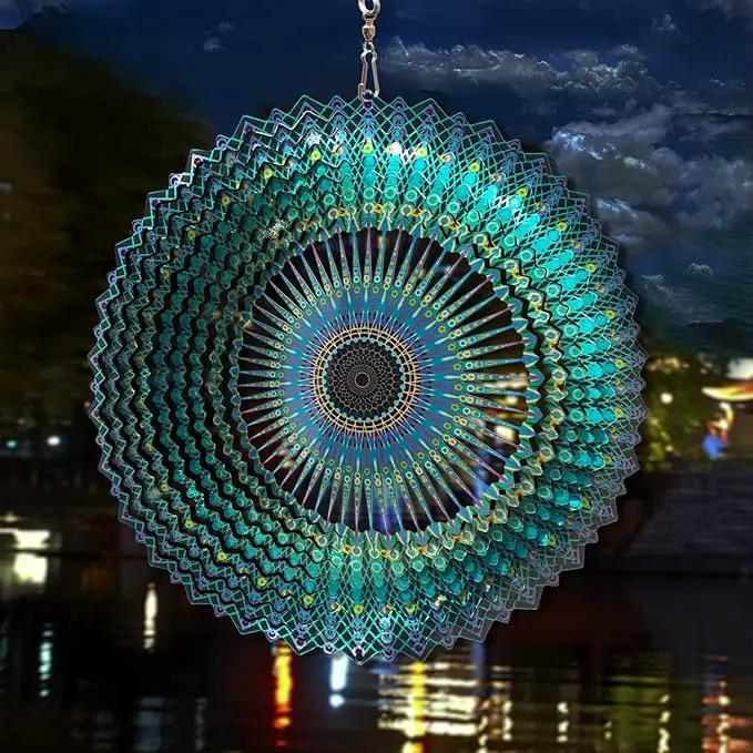 FONMY Wind Spinner Mandala Starry Sky 12 inch 3D Stainless Steel Laser Cut Metal Art Geometric Pattern - Hanging Wind Spinner, Kinetic Yard Art Decorations - Indoor/Outdoor Décor by GreenHaven Gardens