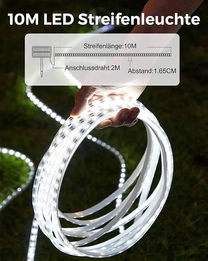 32.8FT 600LED Solar LED Strip Lights Outdoor, Outdoor String Lights Waterproof, 8 Modes Solar Rope Lights with Remote for Step, Stair, Deck, Fence, Patio,Yard Decor (Cool White, 32.8 FT) by GreenHaven Gardens