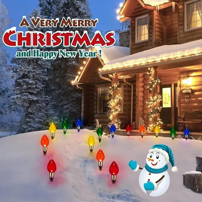 2 Pack C9 Christmas Pathway Lights - Outdoor Total 34.8 Ft, 20 Waterproof Connectable Walkway Lights for Yard, Ground, Sidewalk, Driveway Christmas Decorations by GreenHaven Gardens