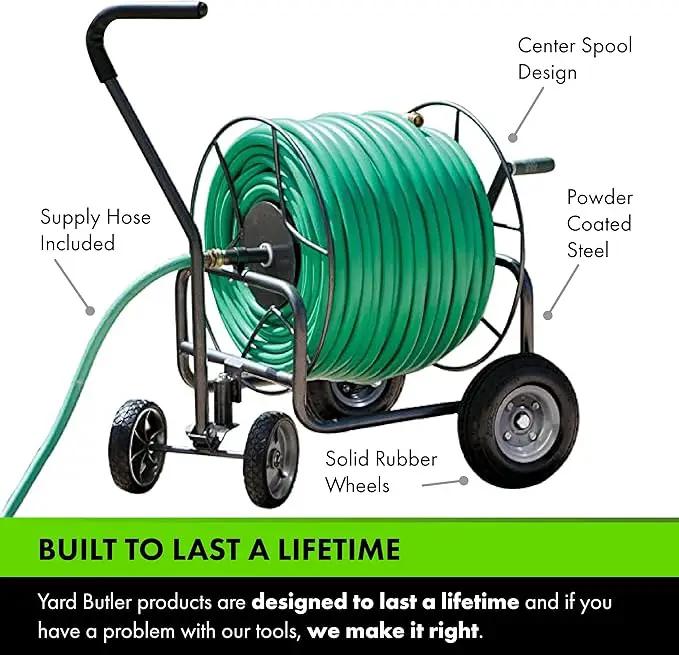 Yard Butler Hose Reel Cart - Heavy Duty Metal with Wheels for Gardens, Lawns, and Outdoor Use, 400 ft by GreenHaven Gardens