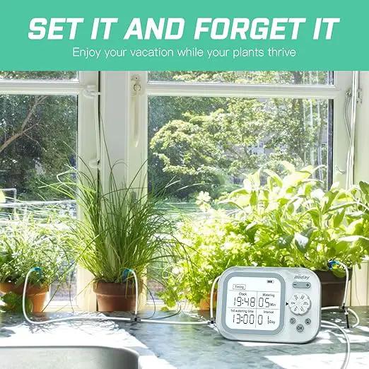 Automatic Plant Waterer Self Watering System Indoor for 15 Potted Plants Pack of 2, Auto Drip Irrigation Kit Programmable Water Timer w Smart Humidity Detection by GreenHaven Gardens