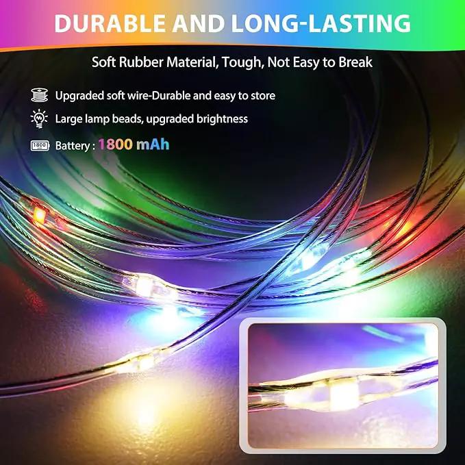 Camping String Lights, 4 in 1 Quick Storage 32.8FT Rechargeable Tent Lights with 6 Modes Hanging Waterproof Camp Lamp Camping Essentials for AwnTent Hiking Yard Garden Bedroom Festival -Multicolor by GreenHaven Gardens