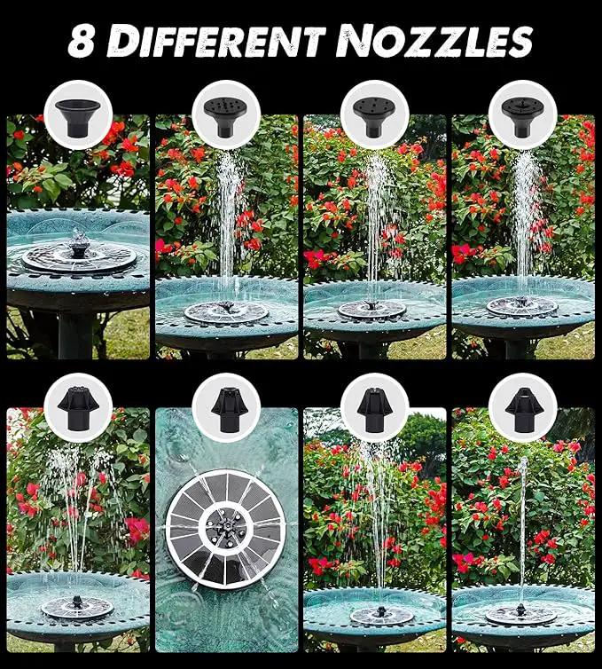 Solar Fountain Glass Panel with 2200 mah Battery, 3.5W Floating Solar Water Fountain with 4 Fixed Rods, Solar Fountain Pump for Bird Bath, Garden, Pond, Pool, Outdoor-Colorful Lights by GreenHaven Gardens
