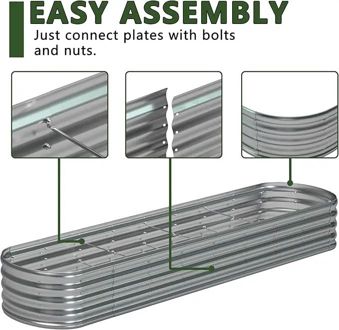 12x2x1.3 Oval Galvanized Raised Garden Bed,Outdoor Planter Box Metal Patio Kit Planting Bed for Vegetables Flowers and Succulents by GreenHaven Gardens