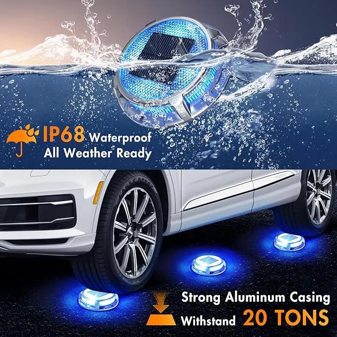 Quntis Solar Deck Lights Outdoor 12 Pack, 3 Color Modes Solar Driveway Lights IP68 Waterproof, Deck Light for Stair Pathway Pool Walkway Road (Blue/Cool White/Warm White) by GreenHaven Gardens
