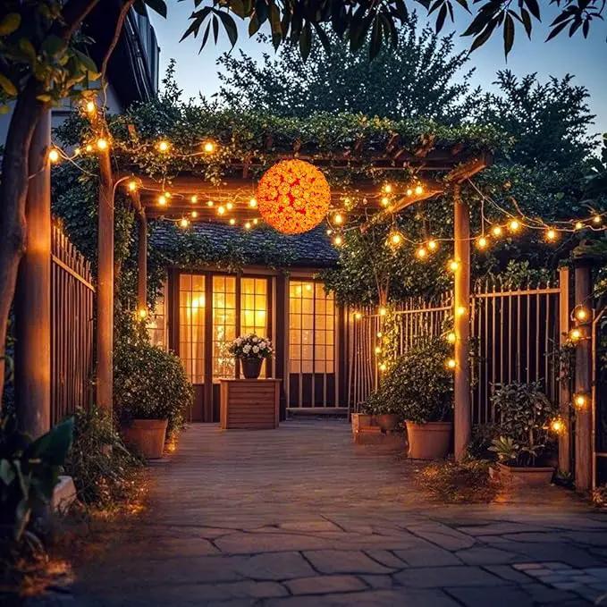 7.5" Orange Sphere Light, Commercial Grade and UL Certified 100 Lit Orange Hanging Sphere, for Indoor and Outdoor Christmas, Easter, Porch, Patio. by GreenHaven Gardens