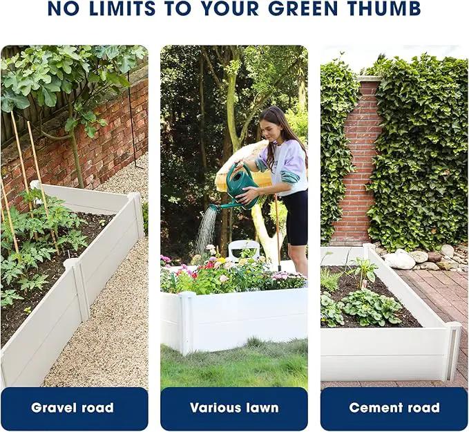 PASAMIC Durable Vinyl Raised Garden Bed, 6x3x1ft Raised Bed for Gardening, Planter Box with Open Bottom, Raised Garden Bed Outdoor, DIY Above Ground Garden Bed for Fruit, Vegetables, Herbs by GreenHaven Gardens