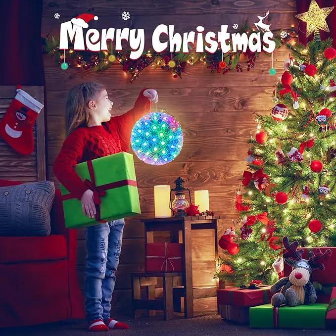 Brightown Christmas Hanging Starlight Sphere Light, 6” 100 RGB Replaceable LED Bulbs with Add-On Plug, LED Sphere Lights for Trees Party Wedding Patio Indoor Outdoor Decorations by GreenHaven Gardens