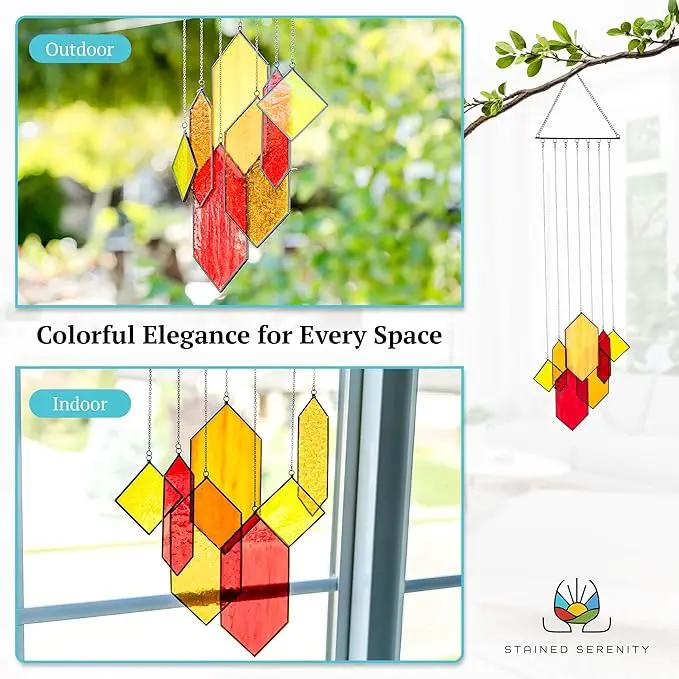 Stained Glass Window Hanging from Son Sun Catchers Wall Hanging Window Decor Sunset Glow Stain Glass Handcrafted Preassembled Vivid Real Stained Glass Art Sun Catcher by GreenHaven Gardens