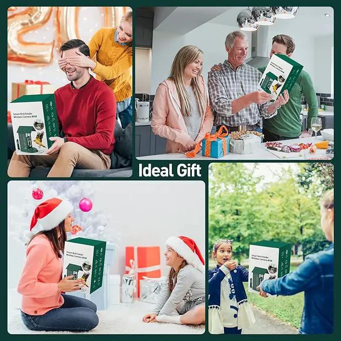 Soliom- Bird Feeder with Camera, 5W Solar Powered, AI Identify Species, Smart Wild Bird Watching, 2K Live View, Instant Arrival Alerts,Large 2.7L Seed Capacity, Metal Squirrel Chew-Proof - BF08 Green by GreenHaven Gardens