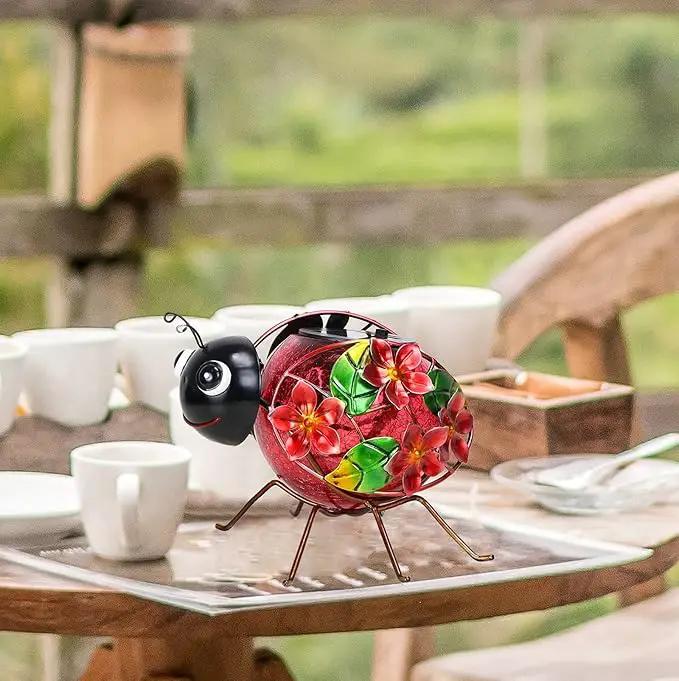 MUMTOP Solar Lantern, Waterproof LED Solar Lights Outdoor Ladybug Decorative Tabletop Lanterns for Patio Garden Table Decor by GreenHaven Gardens