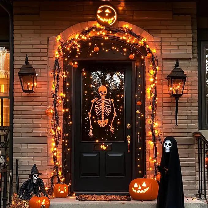 JMEXSUSS 2 Pack Orange Solar Halloween Lights, 66ft 200 LED Solar Fairy Lights Outdoor, Waterproof Solar String Lights for Tree Patio Garden Halloween Thanksgiving Decorations by GreenHaven Gardens