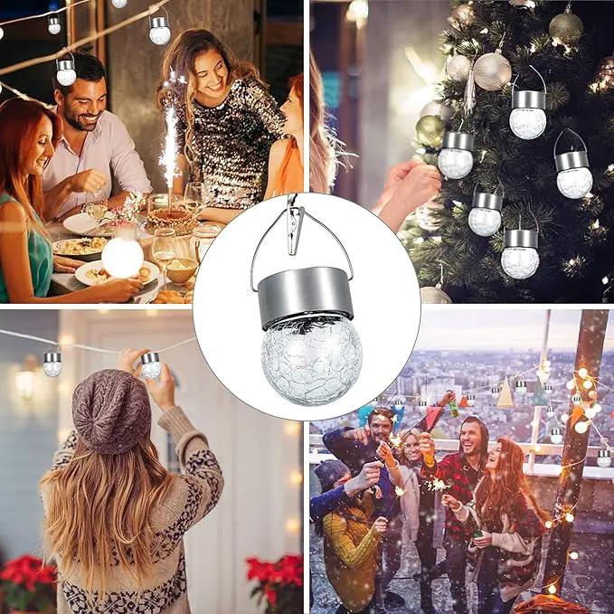 SUNWIND Hanging Solar Ball Lights Outdoor - 8 Pack Cracked Glass Decorative Garden Lights Waterproof Solar Lanterns for Yard, Patio, Fence, Tree, or Holiday Decoration(White) by GreenHaven Gardens