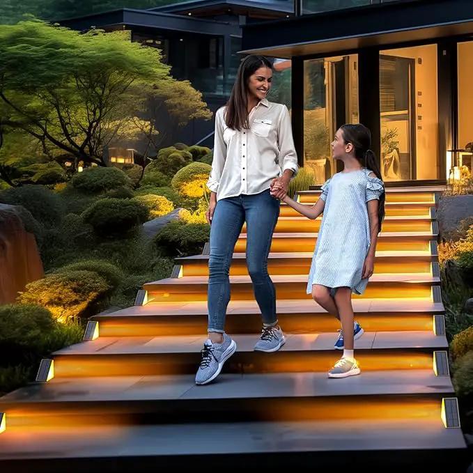 Solar Step Lights for Outside Waterproof IP67, Outdoor Stair Lights 2 Pack, Solar Stair Light Outdoor LED Outdoor Step Lights Decor for Deck, Front Step, Patio, Garden by GreenHaven Gardens