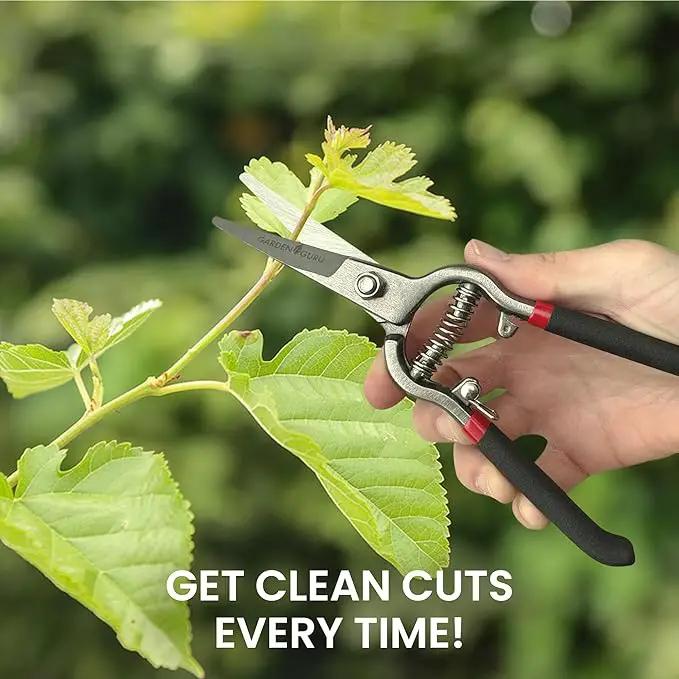 GARDEN GURU Classic Bypass Pruning Shears Clippers – Heavy Duty Forged Steel Garden Pruners – Safety Lock – Non Slip Comfort Grips – Cuts up to 1” Diameter – Professional Bypass Pruners for Gardening by GreenHaven Gardens