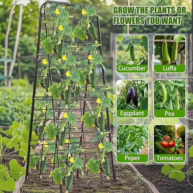 Heavy Duty 50"x17" Adjustable A-Frame Trellis for Climbing Plants – Rust-Proof Metal Garden Trellis with Dense Grid Design, Perfect for Raised Beds, Tomatoes, Cucumbers & Outdoor Vines (Black, 1 Pcs) by GreenHaven Gardens