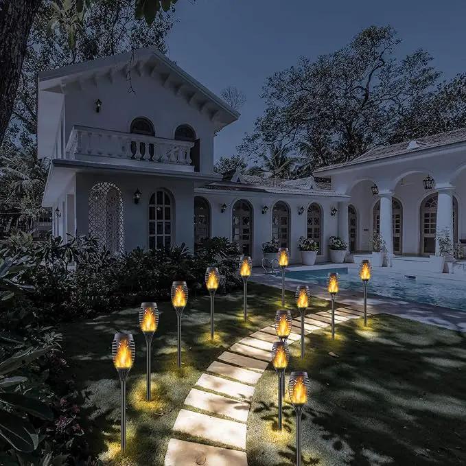 4 Pack Upgraded Solar Lights Outdoor, Mini Solar Torch Lights with Flickering Flames, Waterproof Landscape Decoration Dancing Flame Lights for Garden Pathway Yard by GreenHaven Gardens