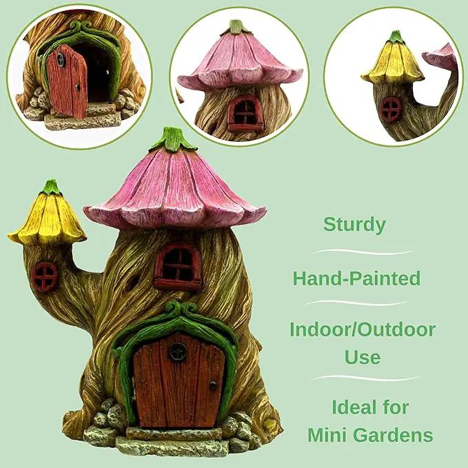 Fairy Garden Houses - Fairy House & Fairy Figures - Fairy Garden Ornaments & Fairies for Fairy Garden - Fairy Houses Kit - 4 Pieces by GreenHaven Gardens