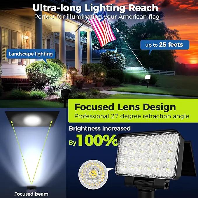 Solar Spot Lights Outdoor Waterproof 2 Pack for Flag, Tree, House, Garden, Yard, Landscape Spotlights for Accent Uplighting Halloween Christmas Decorations by GreenHaven Gardens