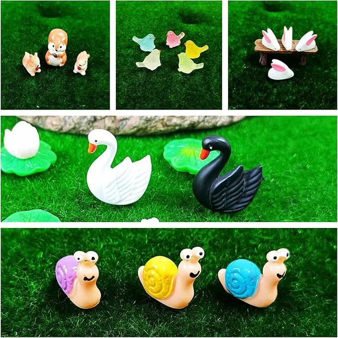 100 Pcs Mini Resin Animals Figures, Forest Tiny Plastic Animals Figurines to Hide Miniature Fairy Garden Decorations Accessories by GreenHaven Gardens